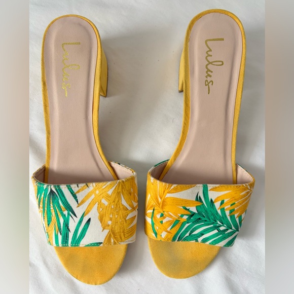 Lulus Shoes - Lulus Yellow Green Tropical Print Heels Size 10